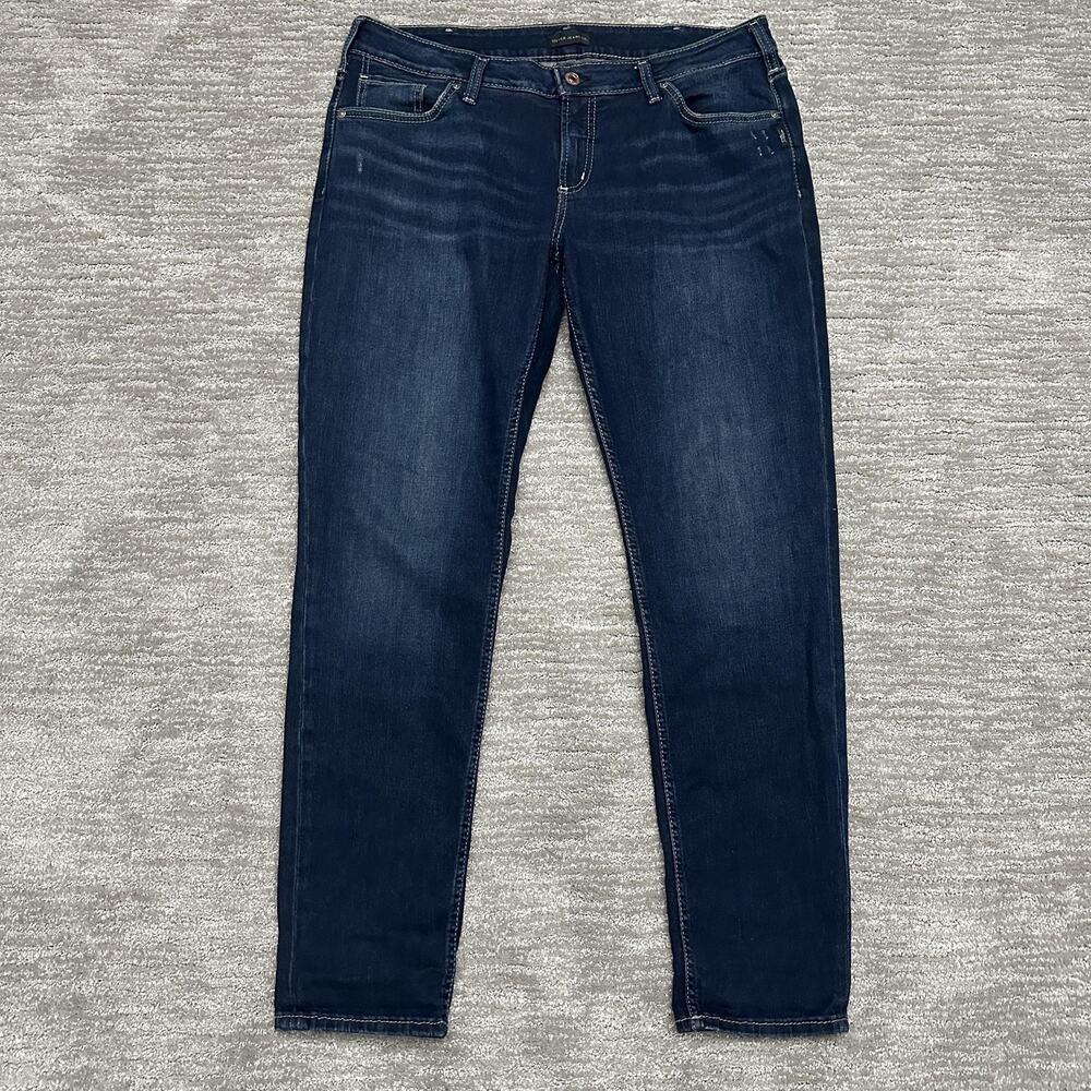 Silver Jeans Co Boyfriend Jeans Womens 34x29 Blue Mid Rise Stretch Denim Pants